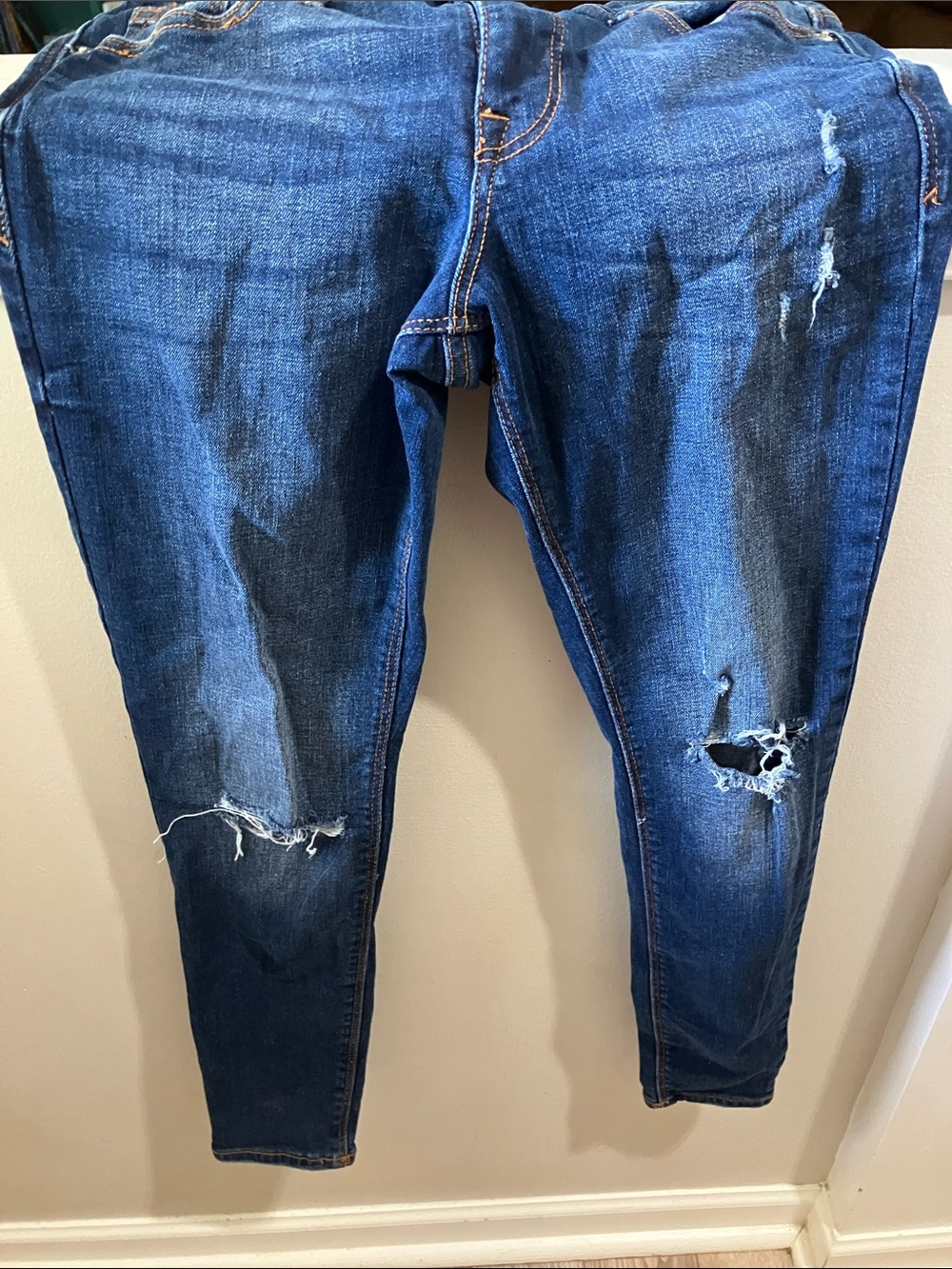 Old Navy Dark Blue Distressed Skinny Jeans